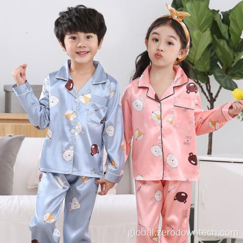 Satin Nightwear Sets Custom Satin Kid Milk Silk sleepwear Manufactory